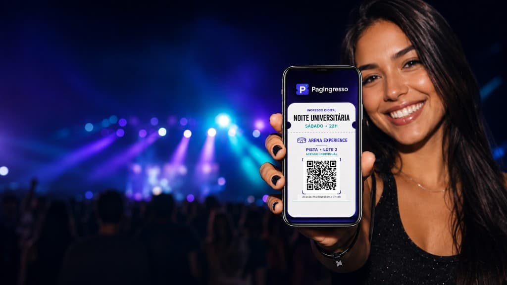 Ingresso digital PagIngresso no celular, com QR Code